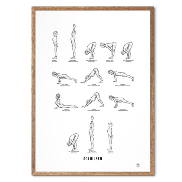 Original Lines's yoga plakat med solhilsen